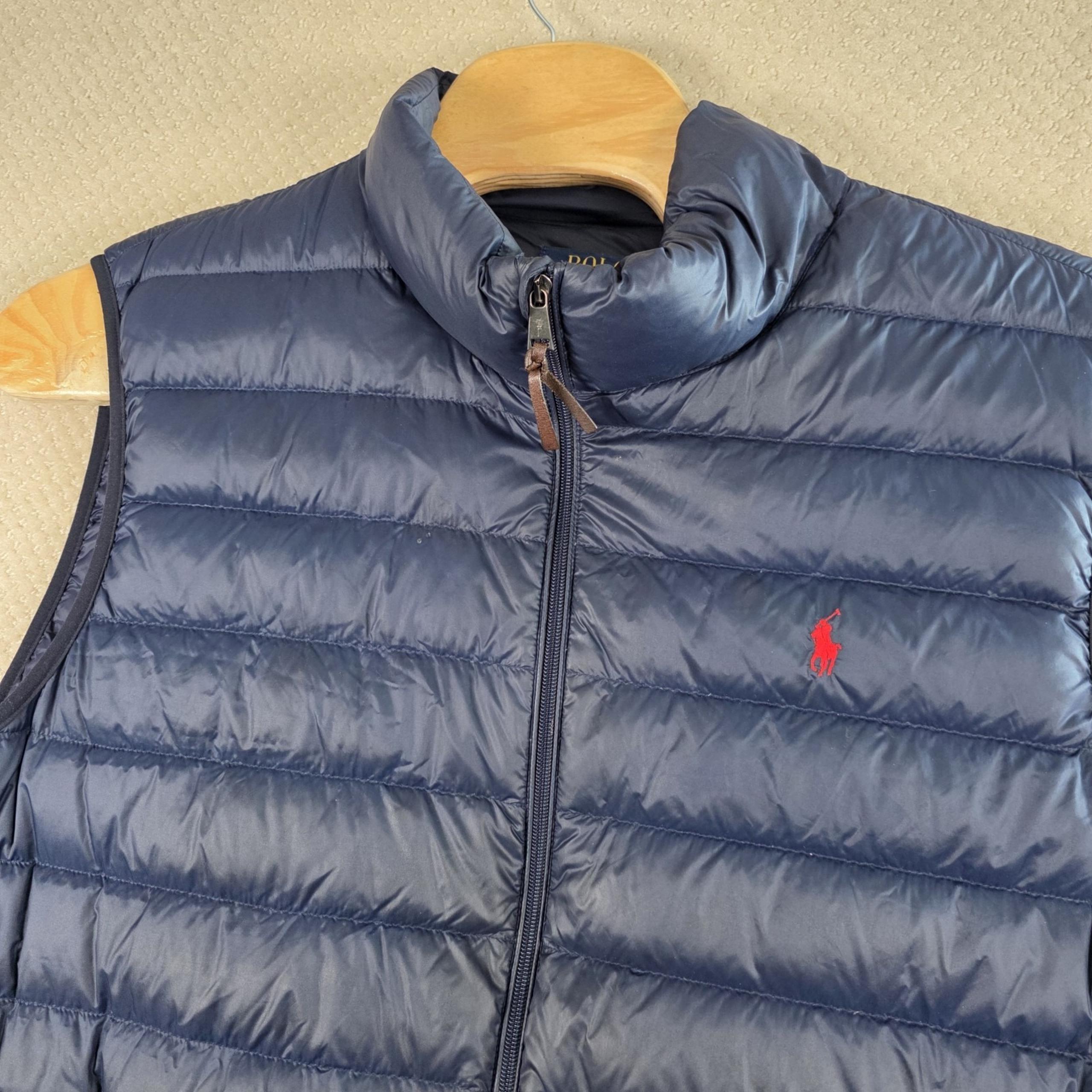 Polo Ralph Lauren Duck Down Puffer Vest Jacket Navy Blue Men 3XB Red Pony Zip Up