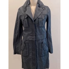 Elie Tahari 2 In 1 Utility Jacket Coat Shawl Collar Gray/Blue Women's Size SP