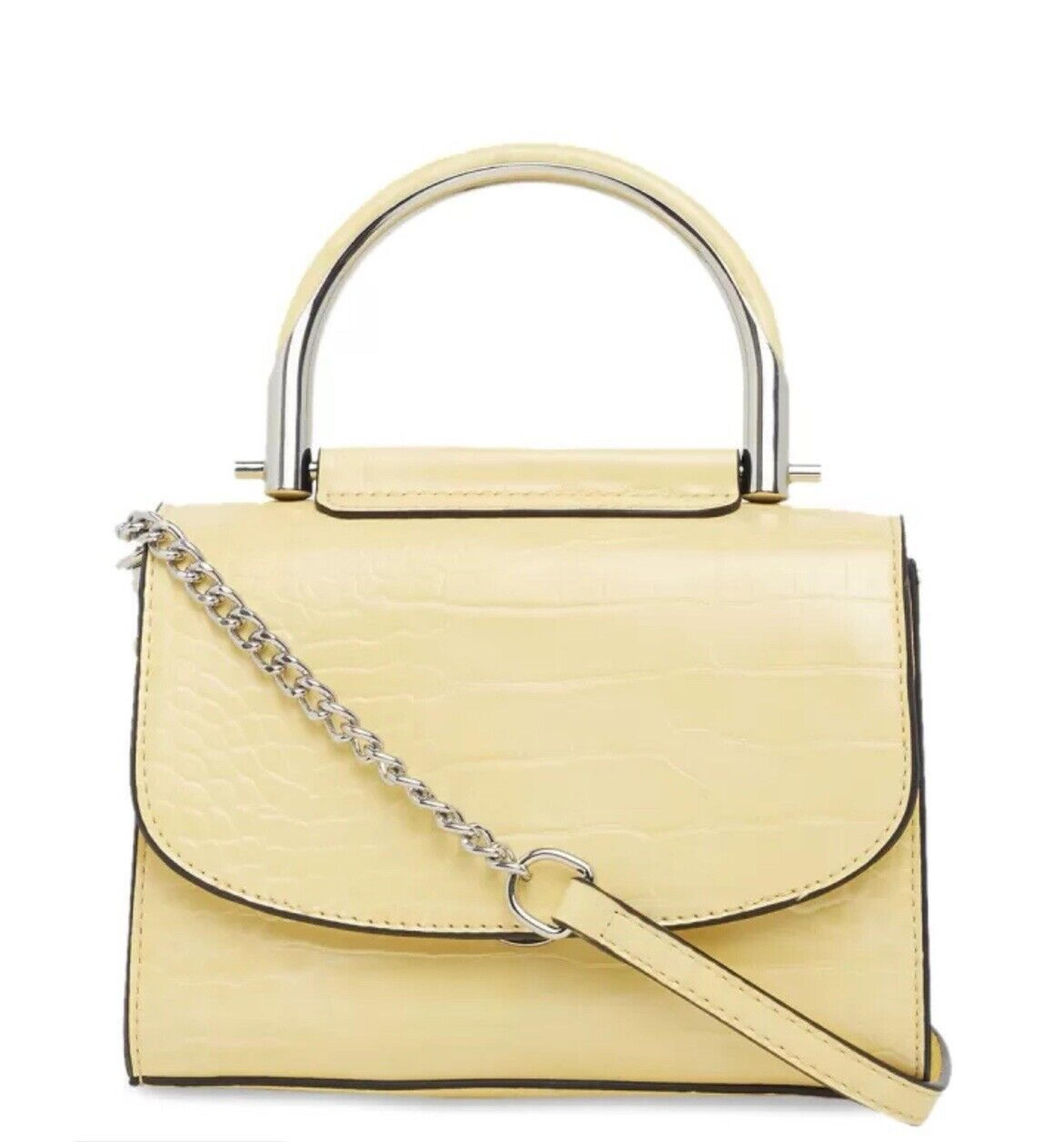 Call it Spring Yellow Leather Satchel Shoulder Crossbody Bag Purse Textured