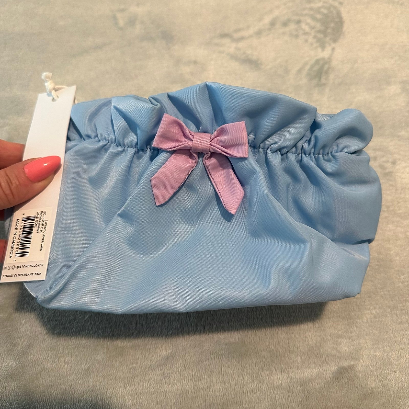 Stoney Clover Lane Periwinkle Bow Pouch NWT