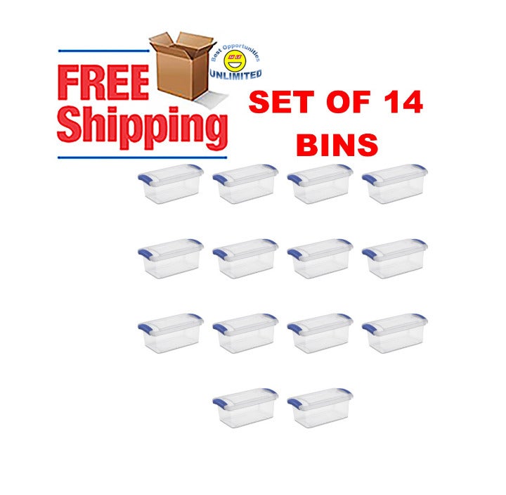 14 Pack of 7-qt Storage Bins / Boxes to Store Shoes, Toys, Other Small Items