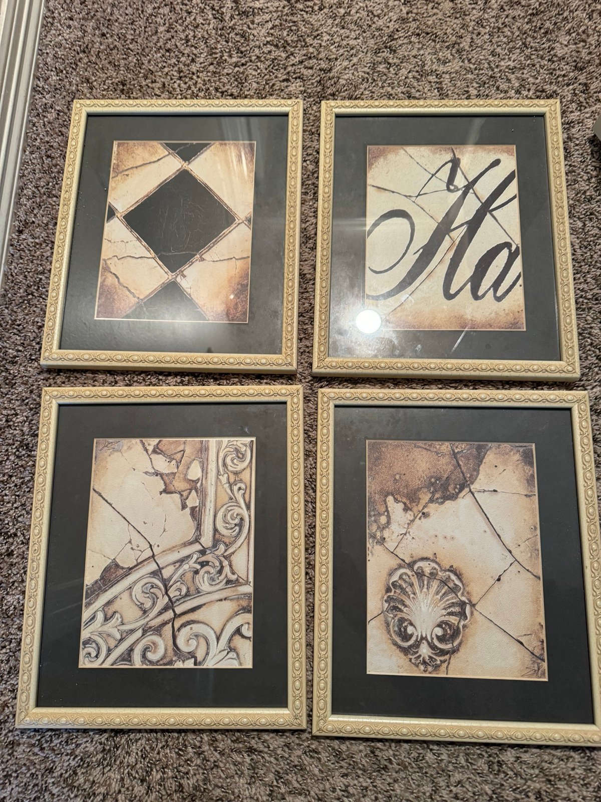 Framed art vintage ready to hang