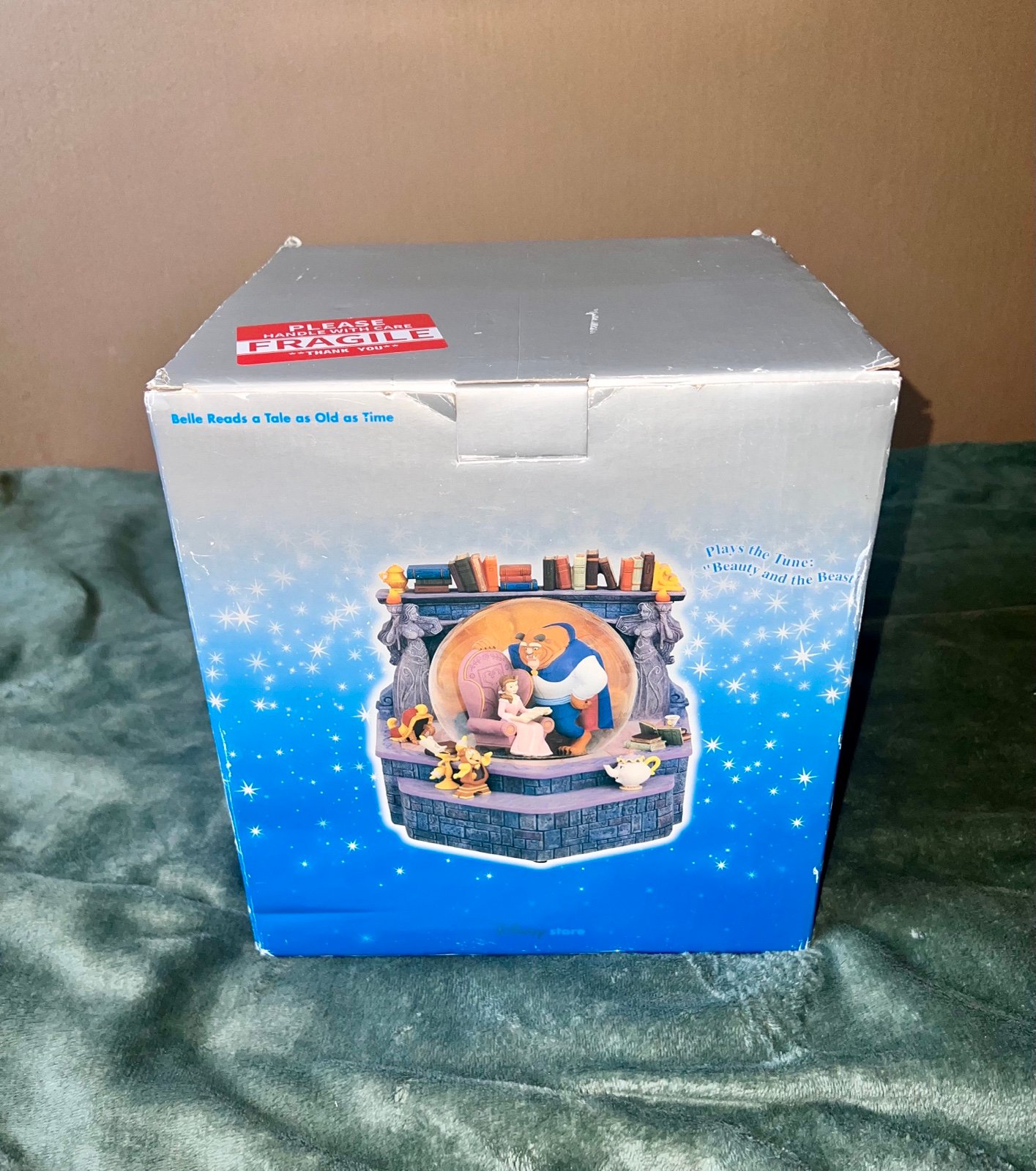 NEW Disney Store Belle Reads a Tale as Old as Time Musical Snow Globe Beauty