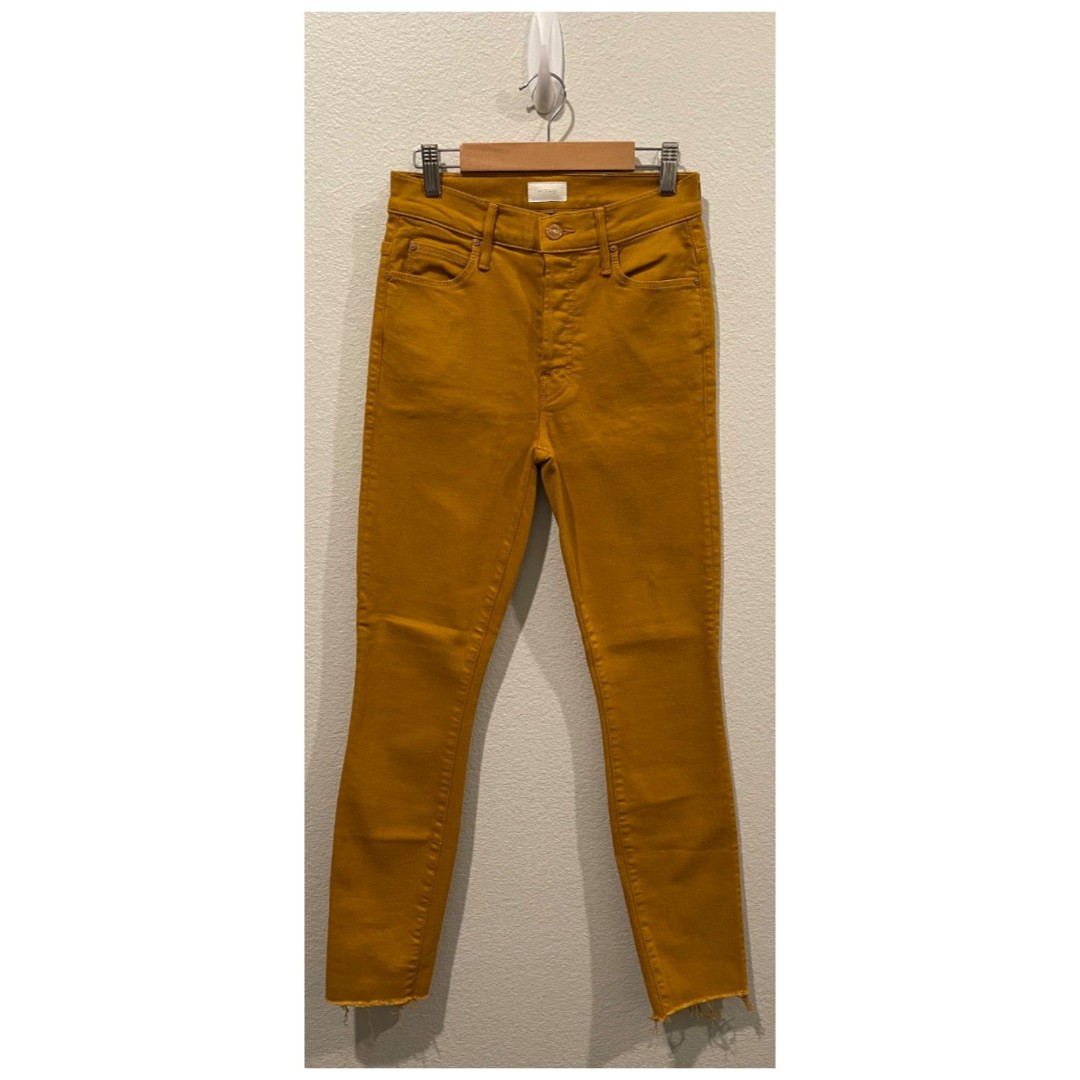 MOTHER The Stunner Ankle Fray Buck Thorn Brown Skinny Button Fly Jeans