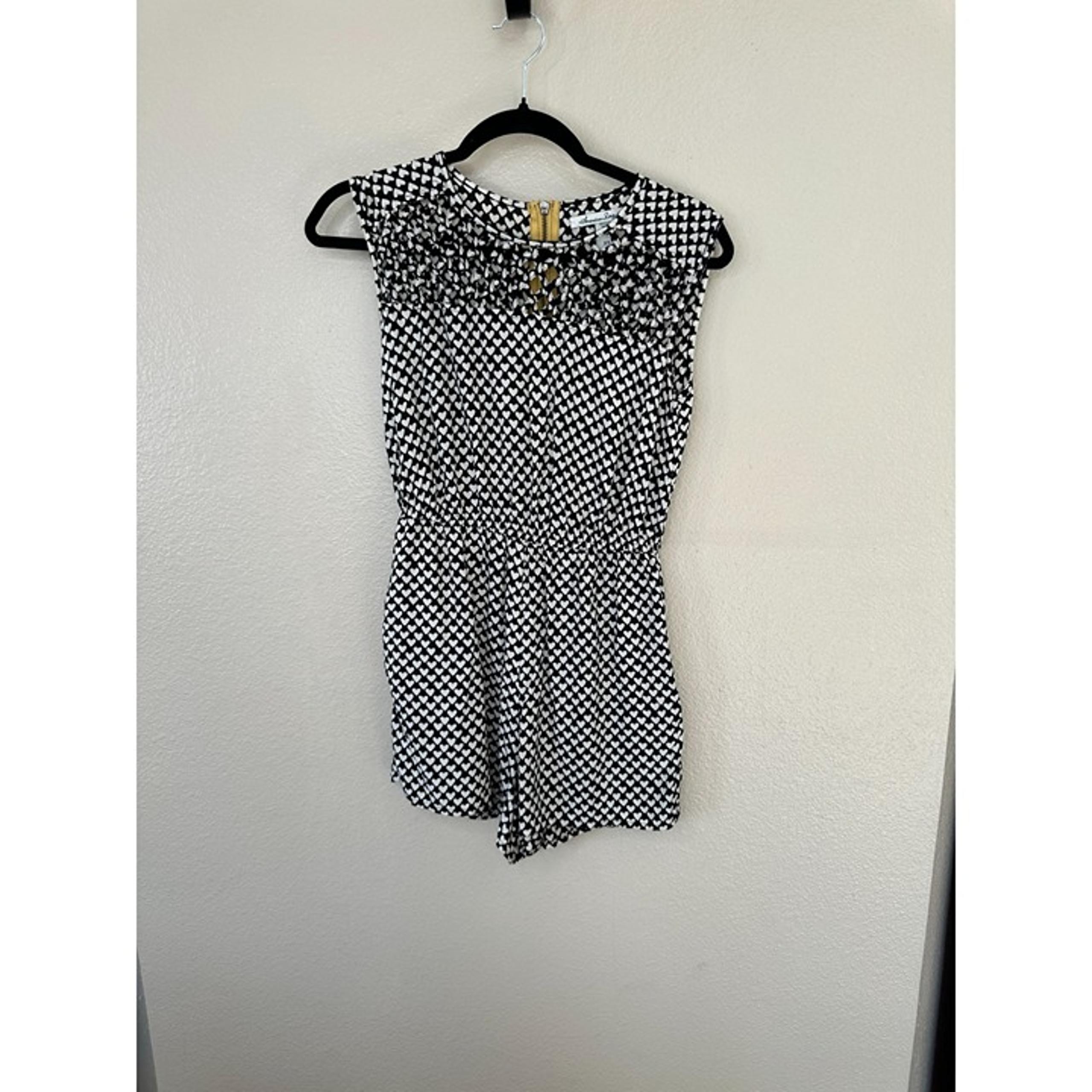 American Rag Womens Black Romper XS sleeveless rayon shorts zipper pockets
