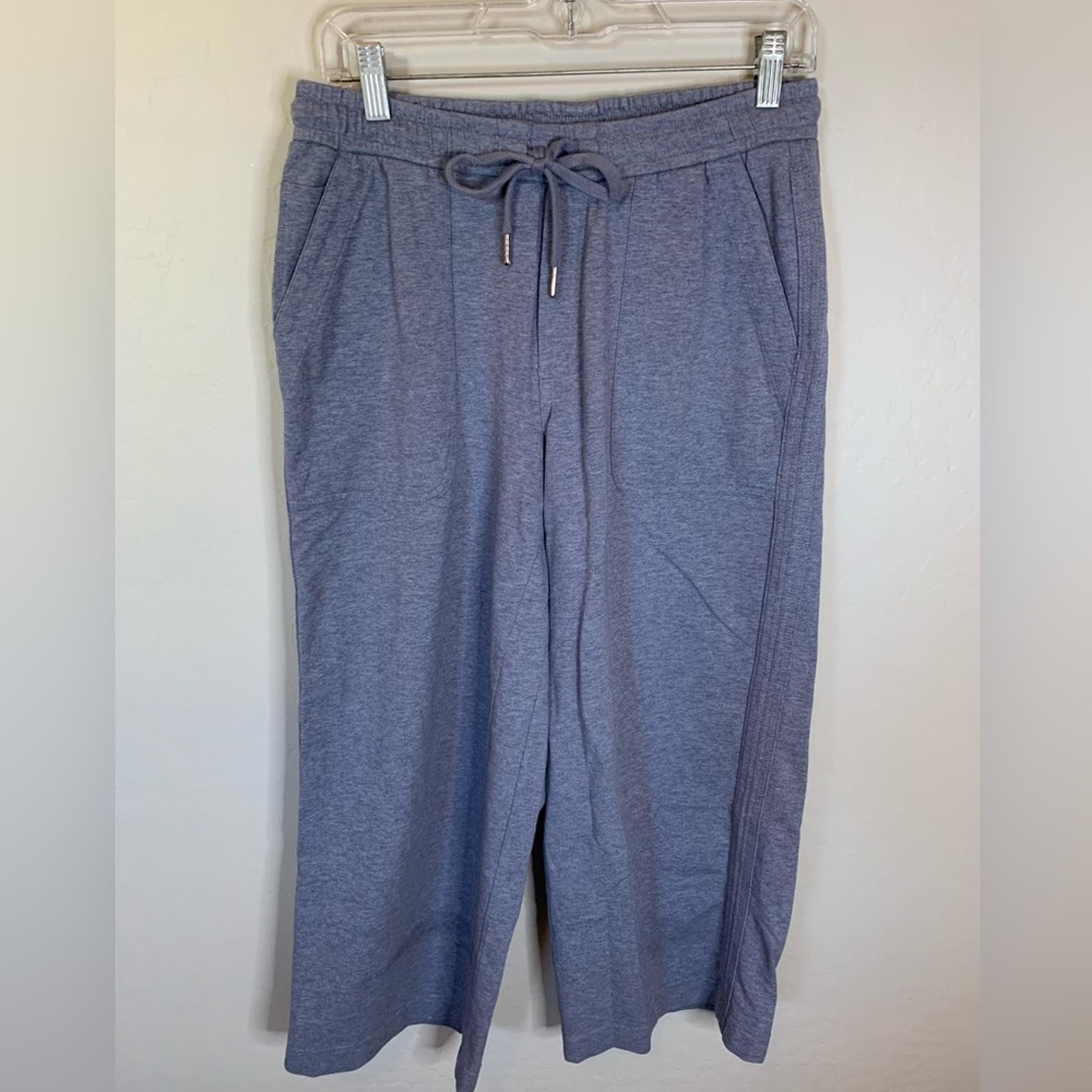 Athleta Women's Wide Crop Lounge Pants in Heather Blue/Gray "Farallon Size 6
