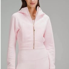 lululemon scuba full zip cropped hoodie strawberry milkshake with gold logo/NWT