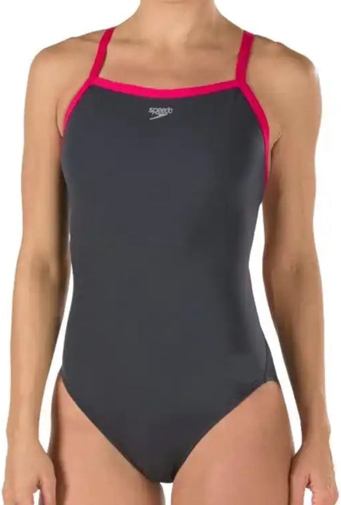 Speedo Swimsuit One Piece Endurance+ Flyback Training Adult Charcoal Pink 30