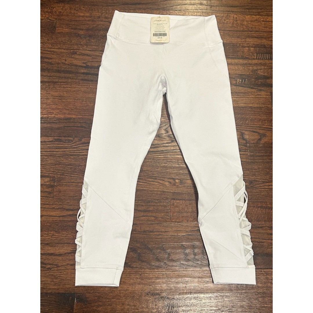 Fabletics White Women's Powerhold High Waisted Lattice Leggings Pant Medium NWT