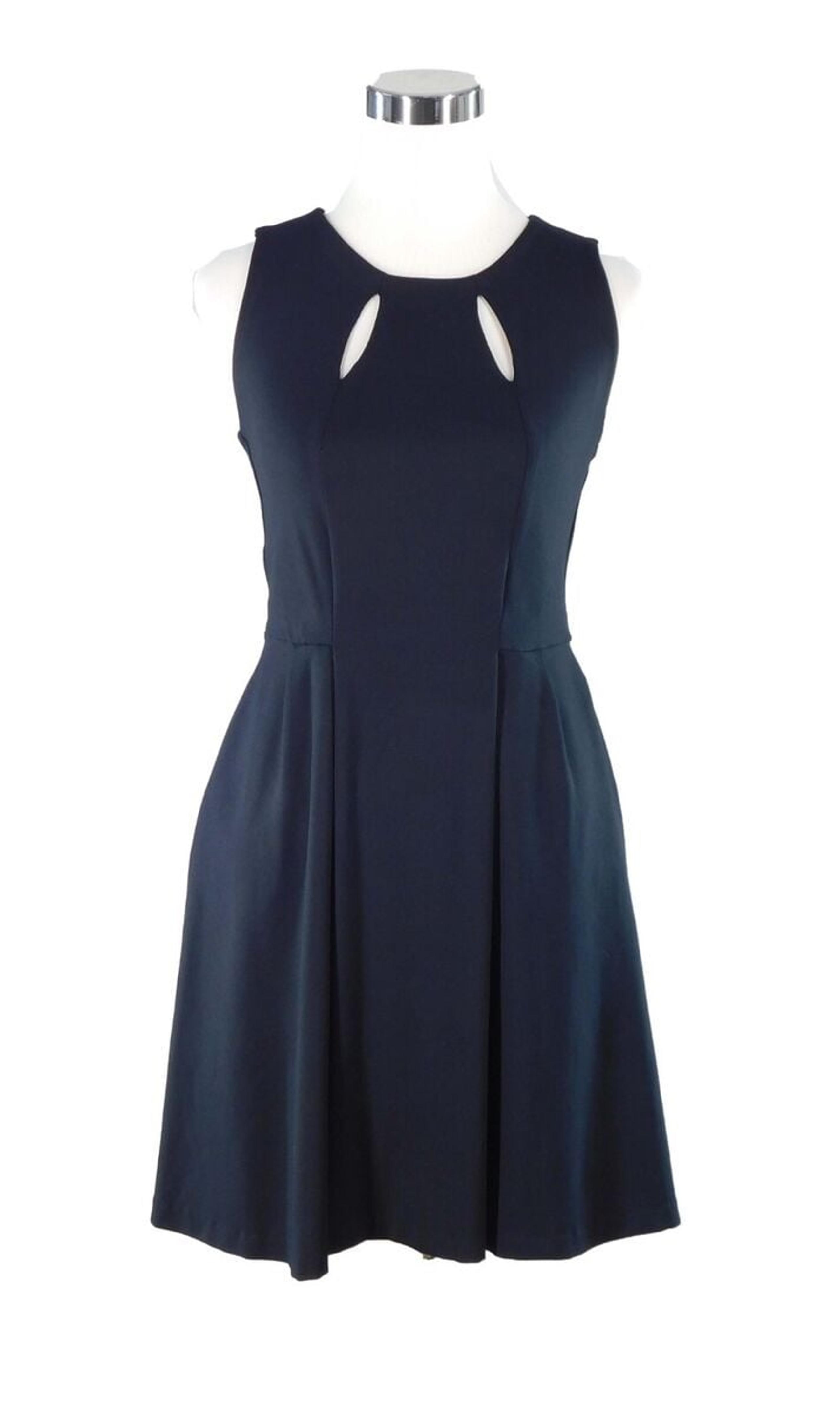 Cynthia Rowley Black Pleated Sleeveless Dress with Pockets