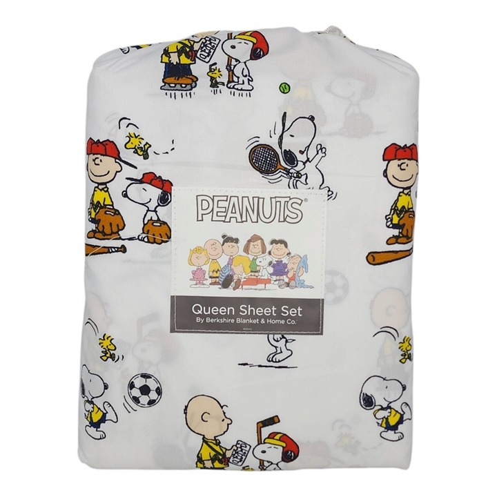 Peanuts Snoopy QUEEN Sheets Set Sports Boys Soccer Hockey Tennis Softball