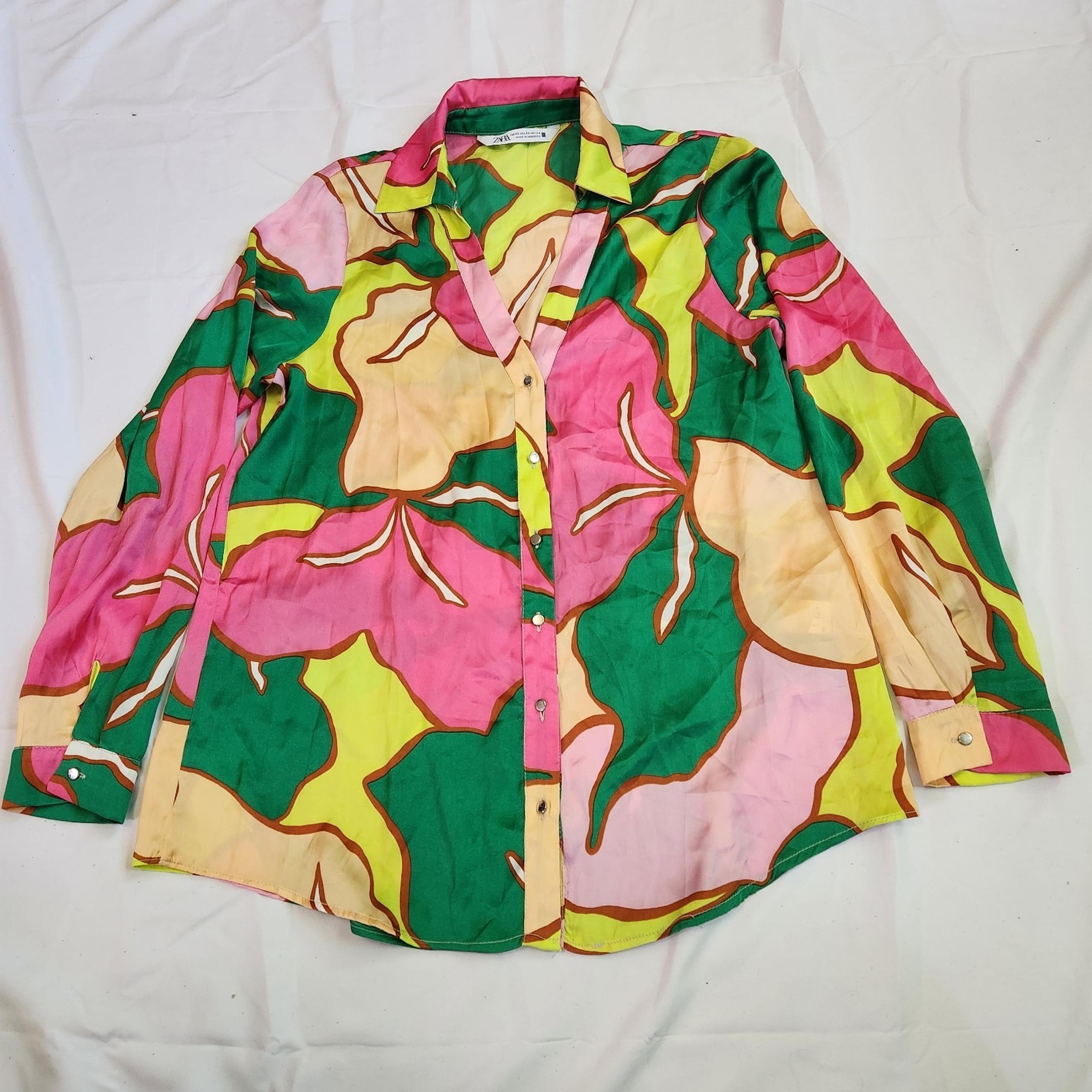 Zara Women's Long Sleeve Silk Blouse, Size XS
