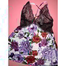 NWT Victoria's Secret S SLIP Dress night Gown Floral White PURPLE red Black Lace