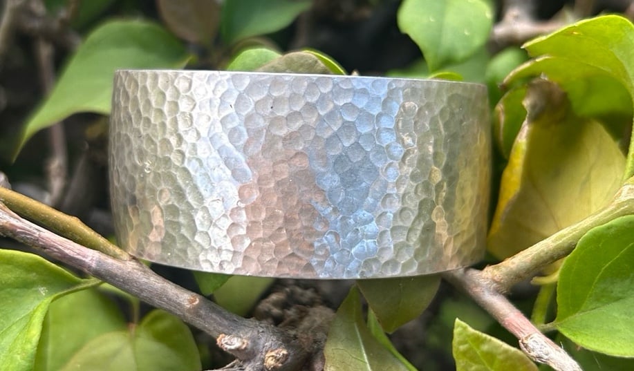 Vintage sterling silver crafted wide hammered cuff bracelet bangle fit 6.75-7.25