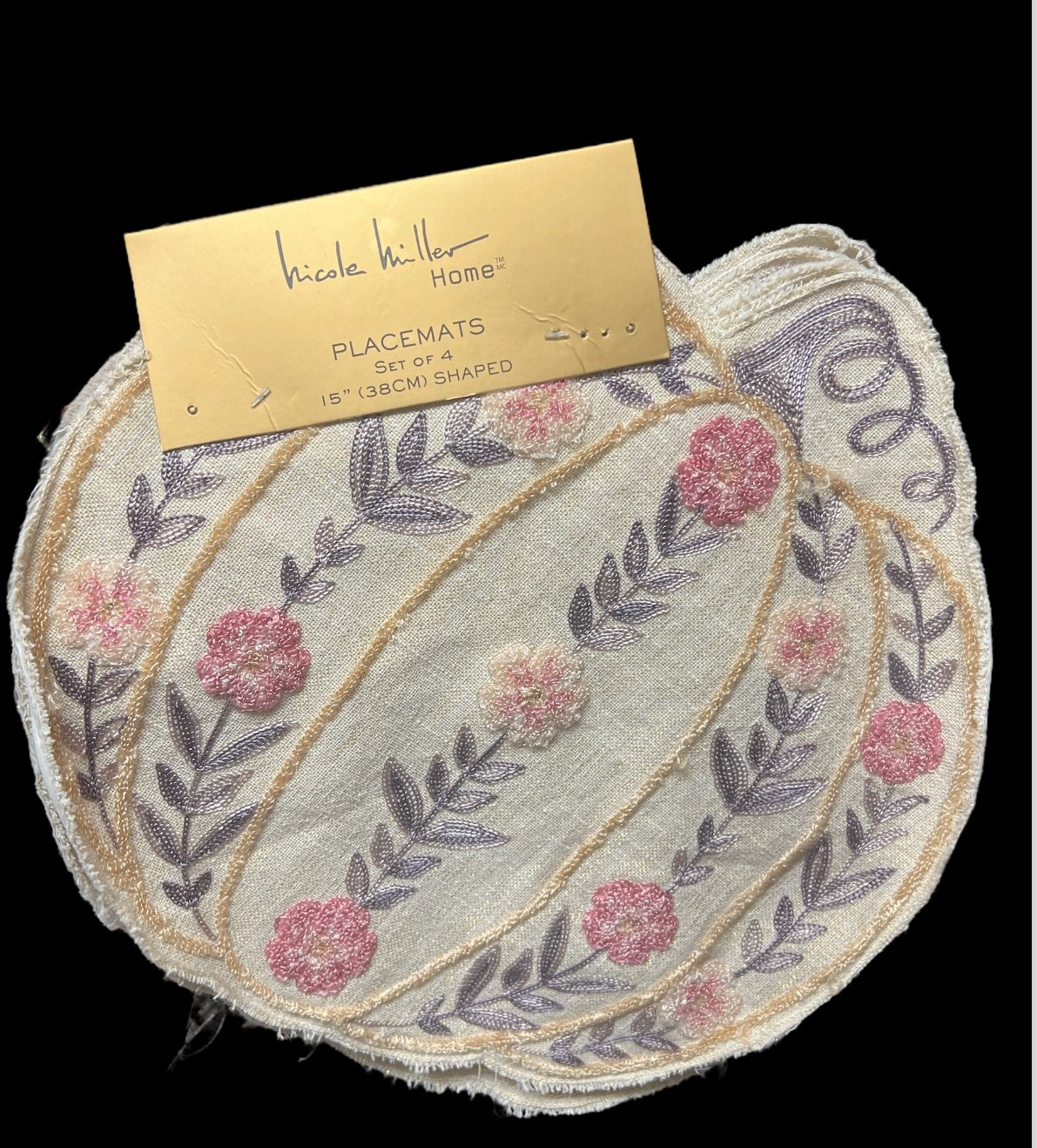 Nicole Miller Placemats WOVEN GOLD PUMPKINS And Florals 15 In Cottagecore Chic