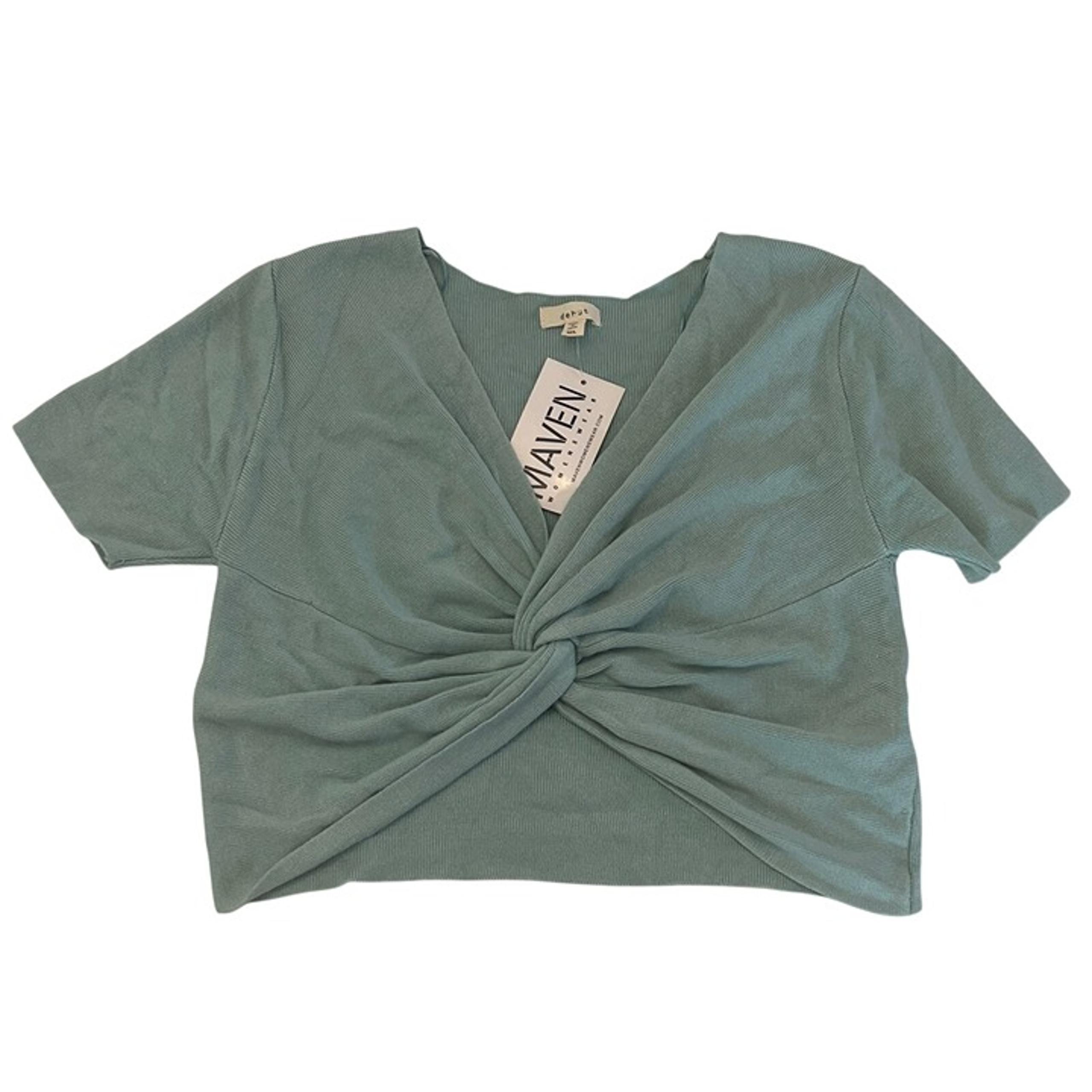 Debut size  m / l  knit teal blue crop top NWT twist stretch boho