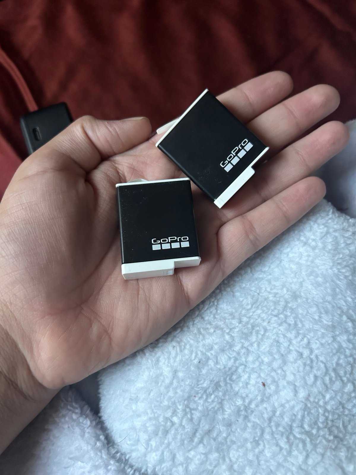 Go pro batteries ,unused ,charging port comes with the batters