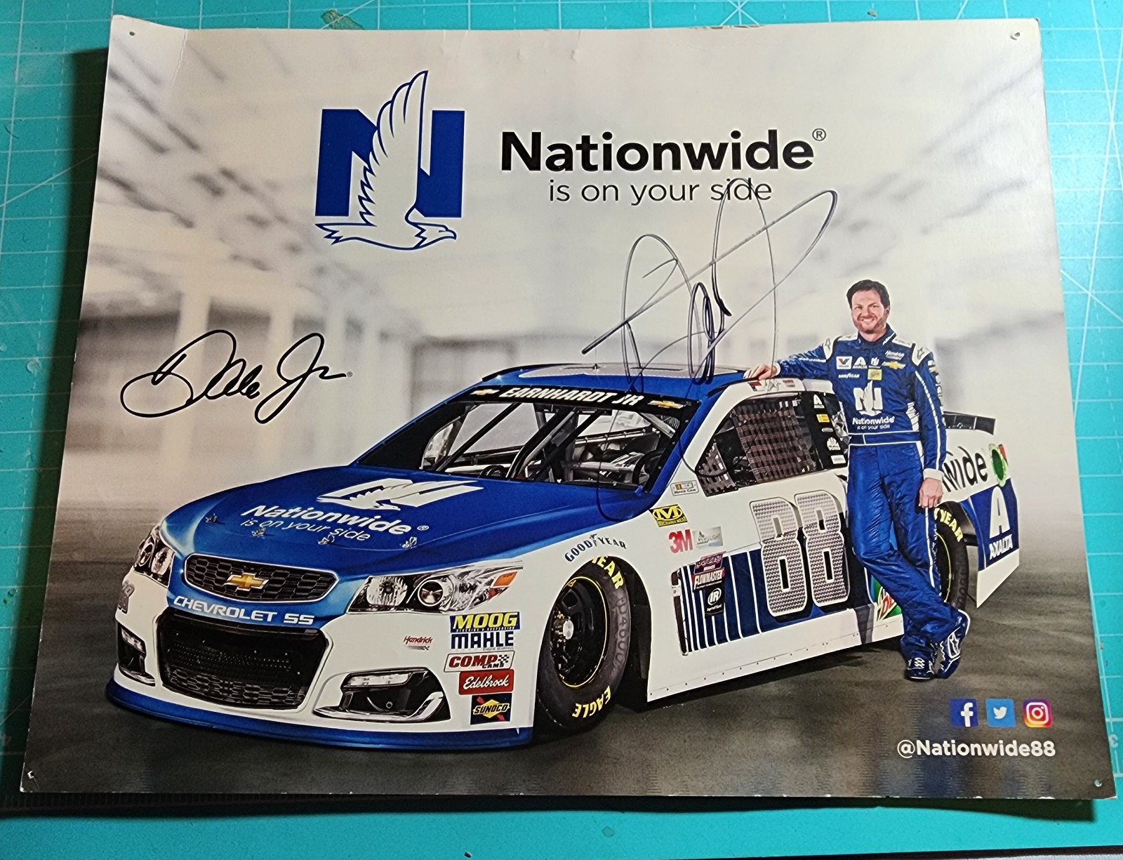 2017 Dale Earnhardt Jr Nationwide NASCAR Racing Signed Auto 8x10 Post Hero Card