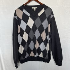 Pronto Uomo Argyle Sweater Mens Cotton Cashmere 2XLT Classic V neck Long Sleeve