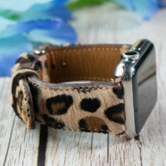Leopard Pattern Leather Apple Watch Band