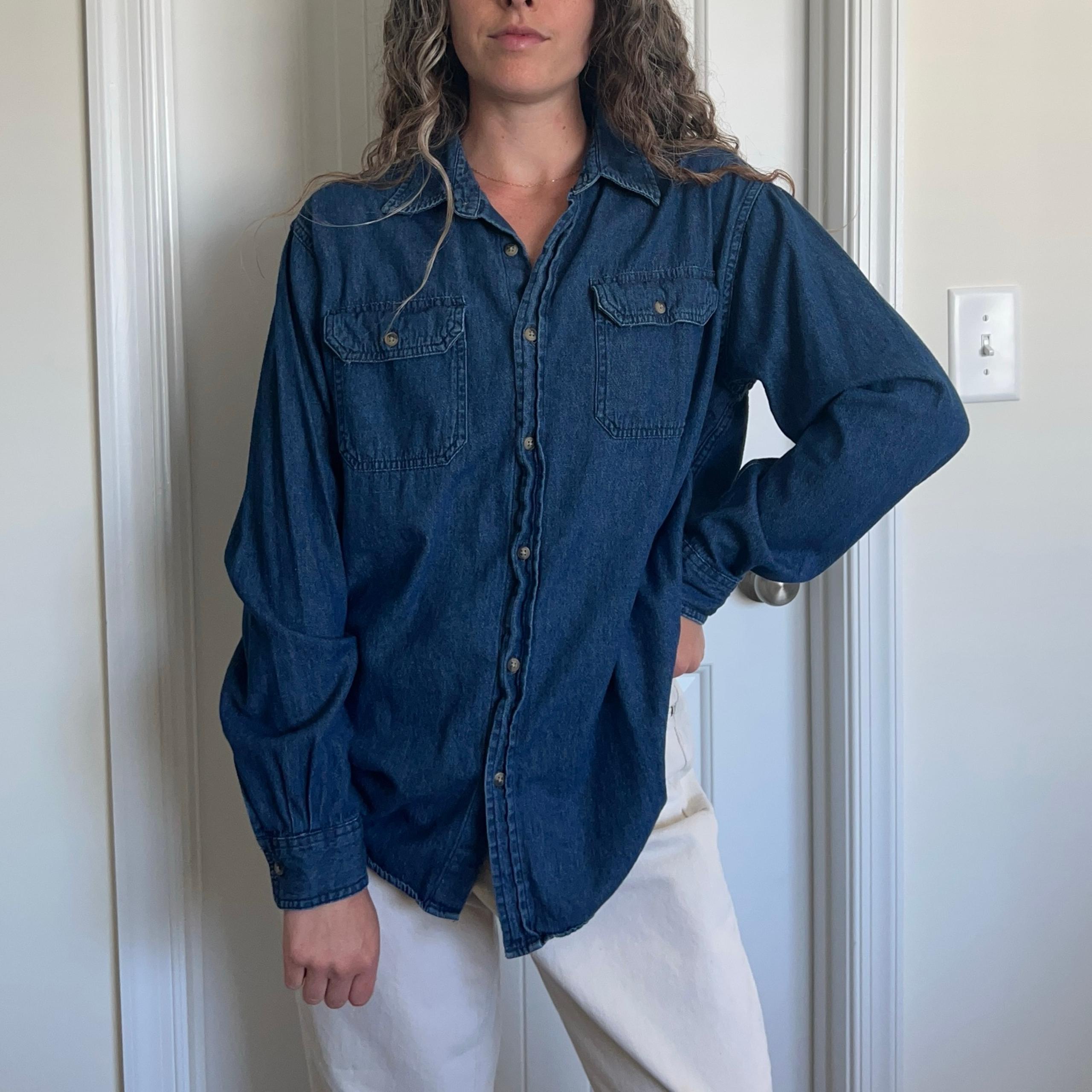 Vintage Wrangler Denim Button Down Shirt