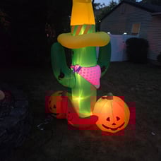 RARE Gemmy 8 Foot Halloween Spooky Cactus Yard Inflatable