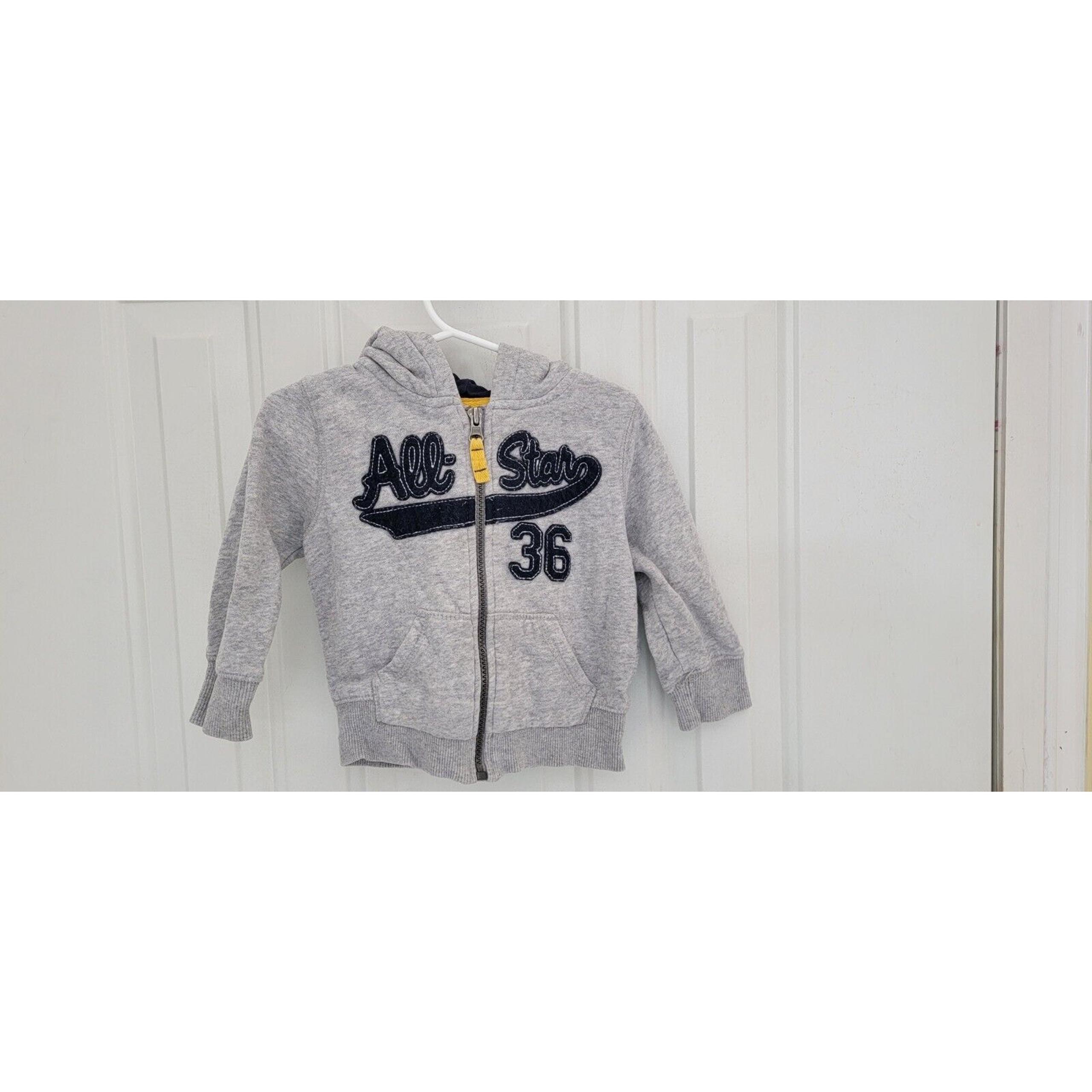 Boys Carter's Gray All Star Zip Up Hoodie Size 18 Months
