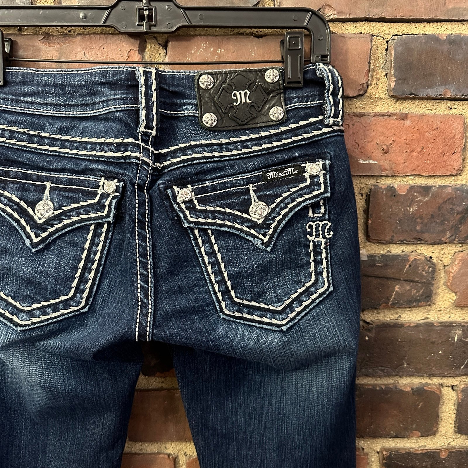 MISS ME flap pockets bootcut jeans size 26 X 33 -low rise