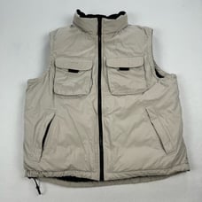 Vintage Eddie Bauer Jacket Size Large Tan Zip Up Puffer Vest Down Insulated