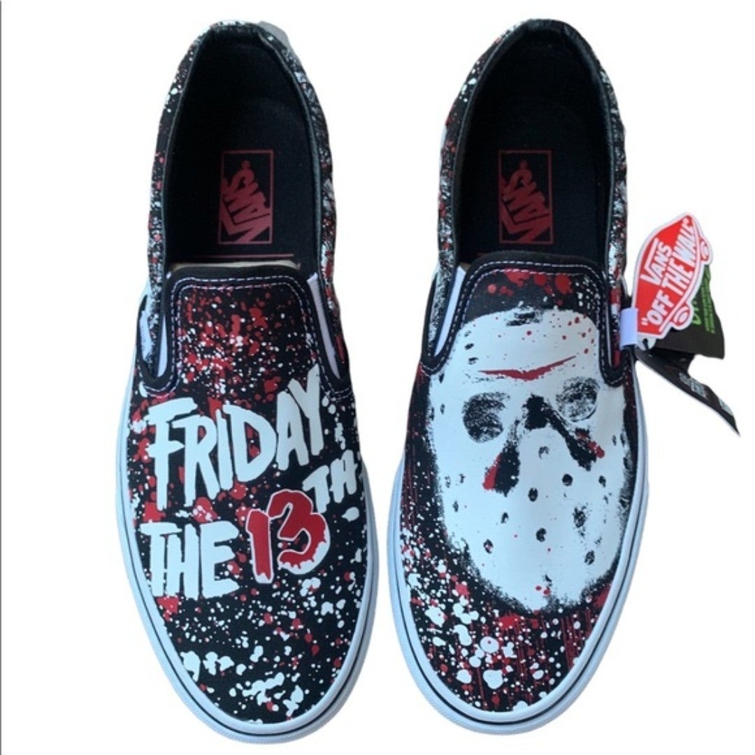 Vans House Of Terror Classic Slip-On Friday The 13th Jason Glow In Dark Men