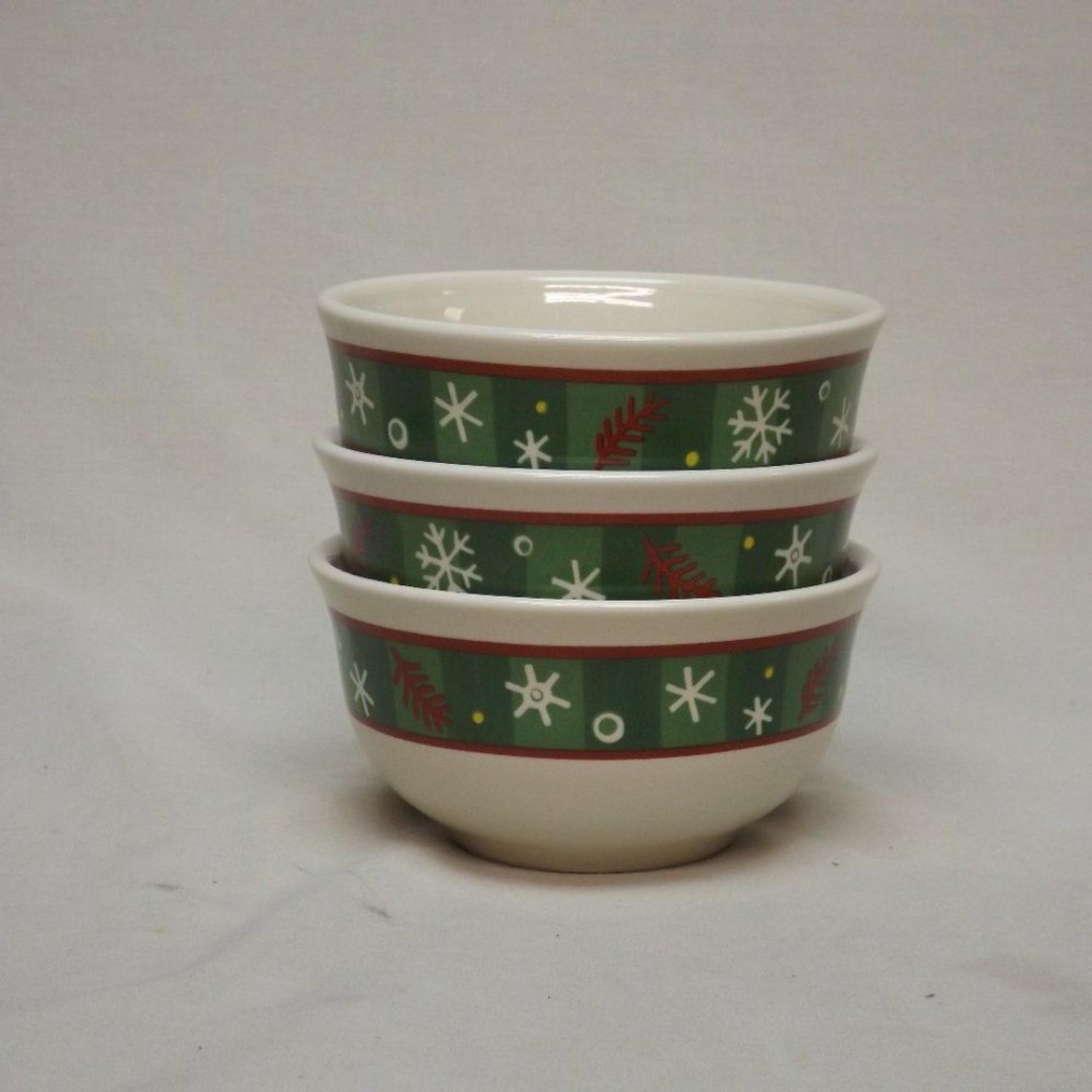 Longaberger Pottery Set of 3 Snowflake Holiday Dip Bowls