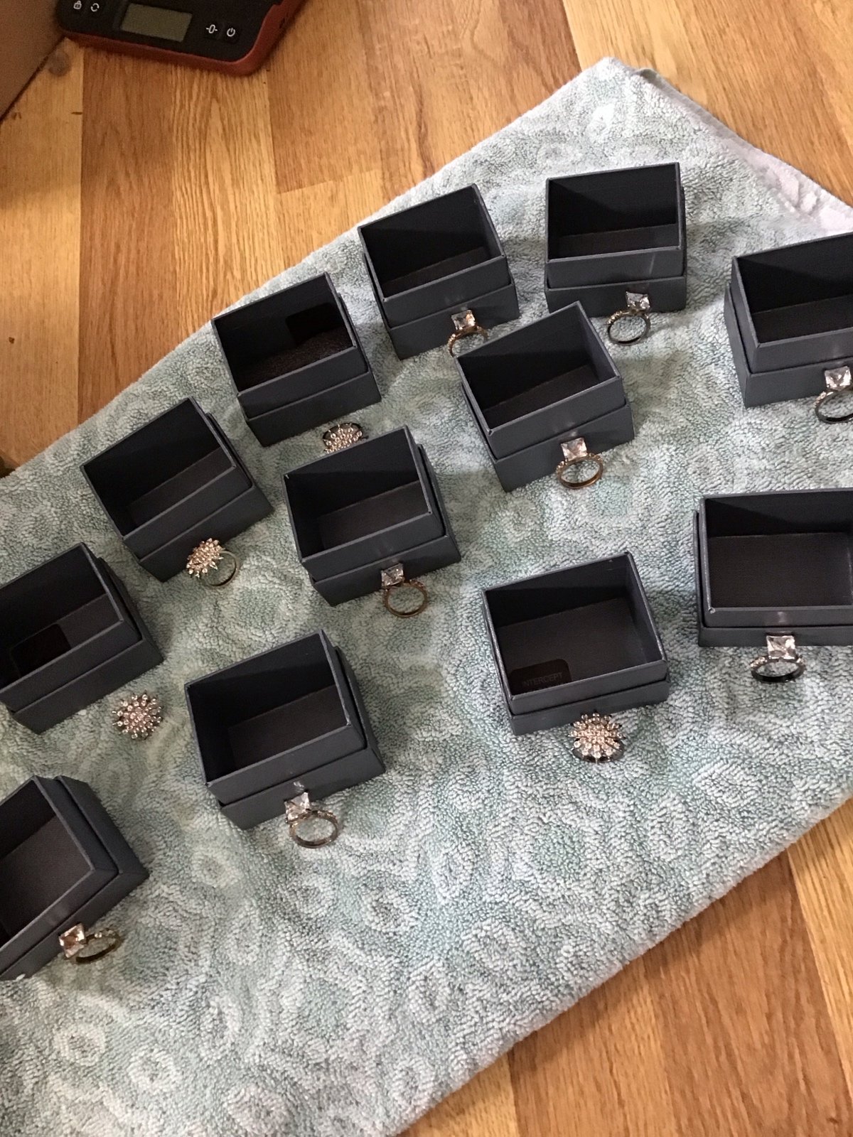 Herkimer mines set of 12 rings, brand new in boxes from hsn