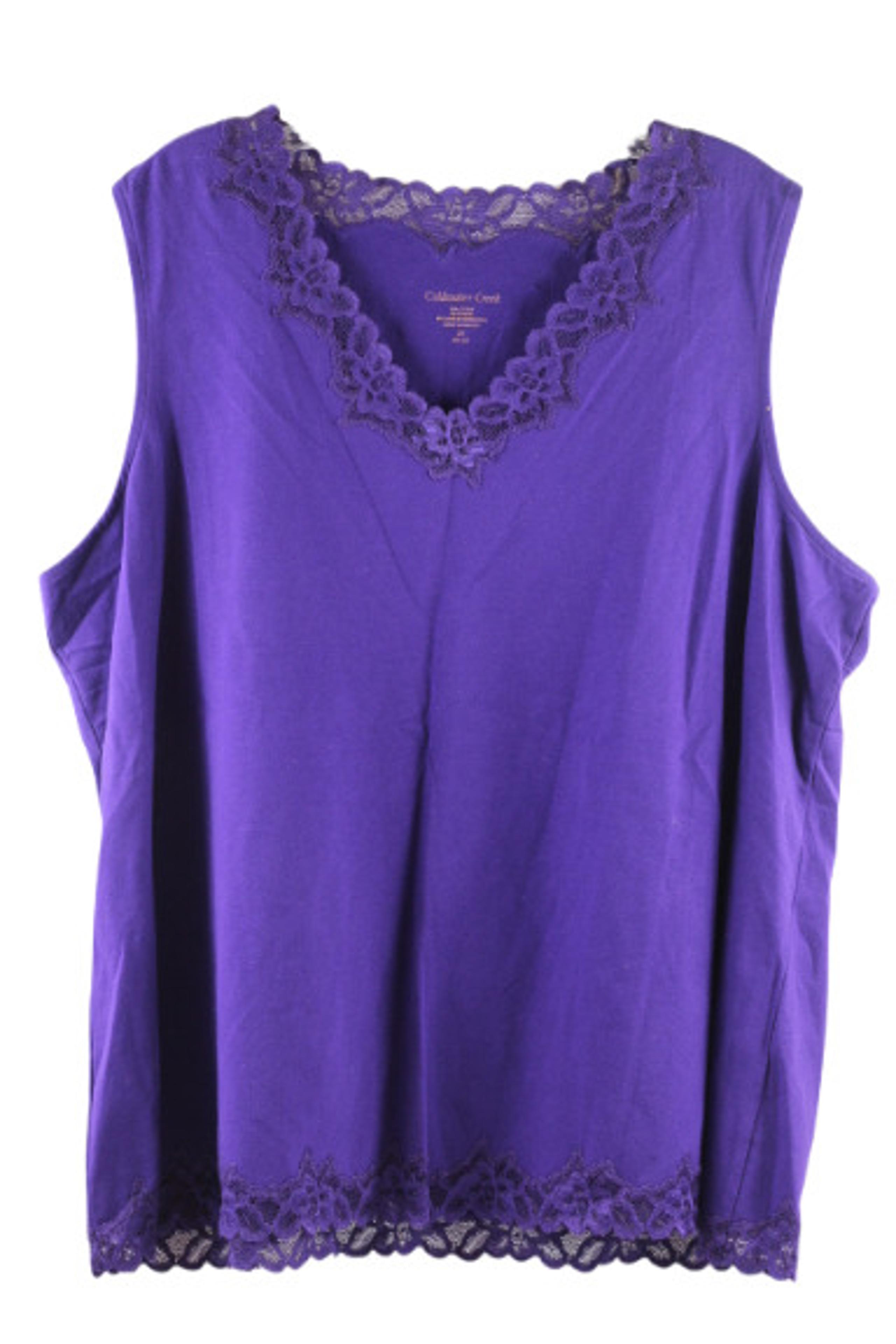 Coldwater Creek Purple Women's Pullover Double Lace Tank Top 1X 044