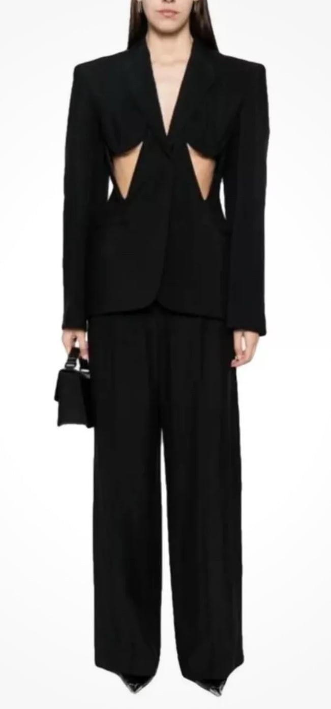 Mugler Women’s Cutout Black Wool Structured Blazer Jacket US 10 Msrp 2200