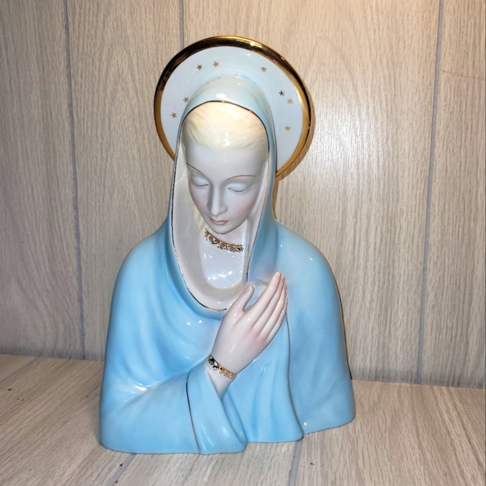 Vtg Giovanni Ronzan Italy Madonna Porceline Figurine Religious Christian Read