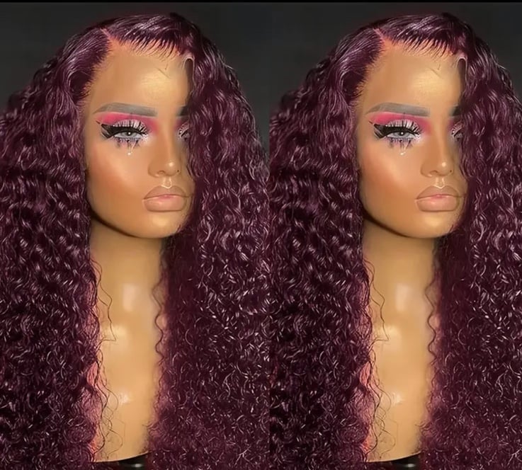 32 Inch burgundy curly deep wave