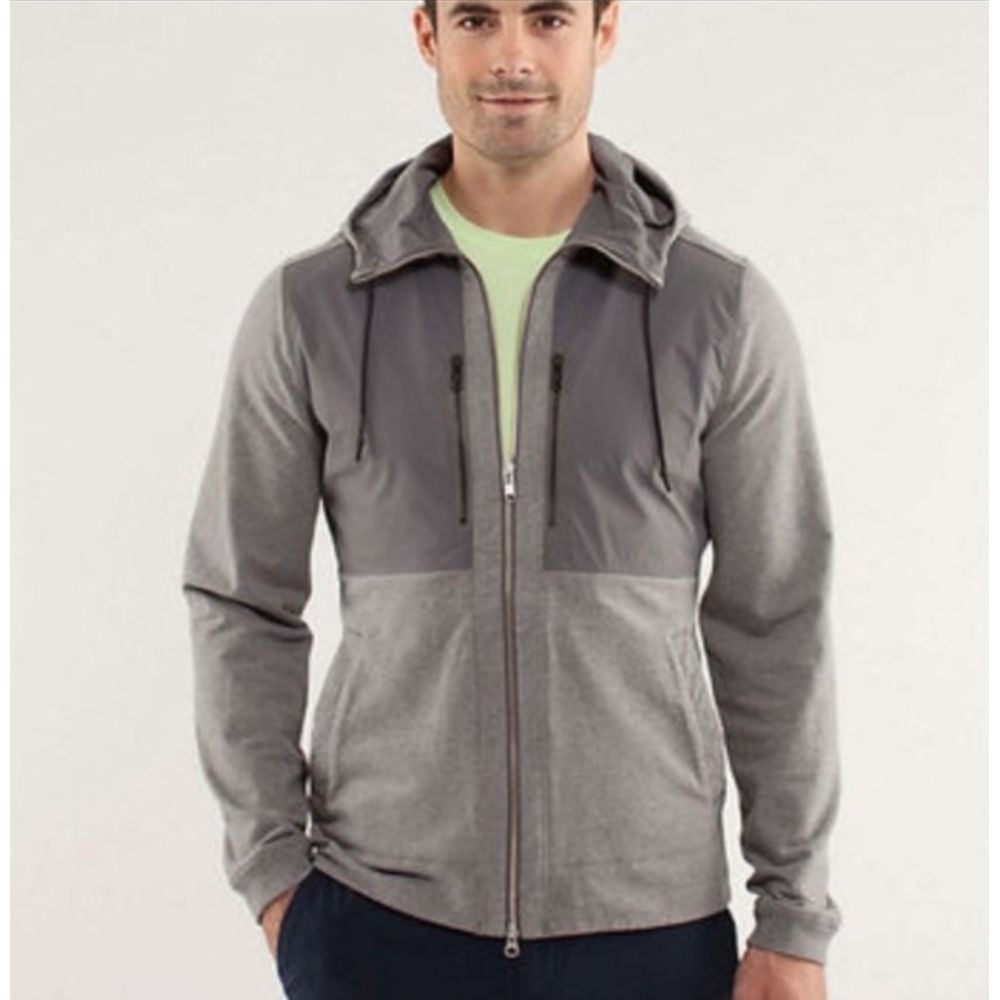 Lululemon Dispatch Hoodie Full Zip Jacket Men Small Gray Zip Pockets Active