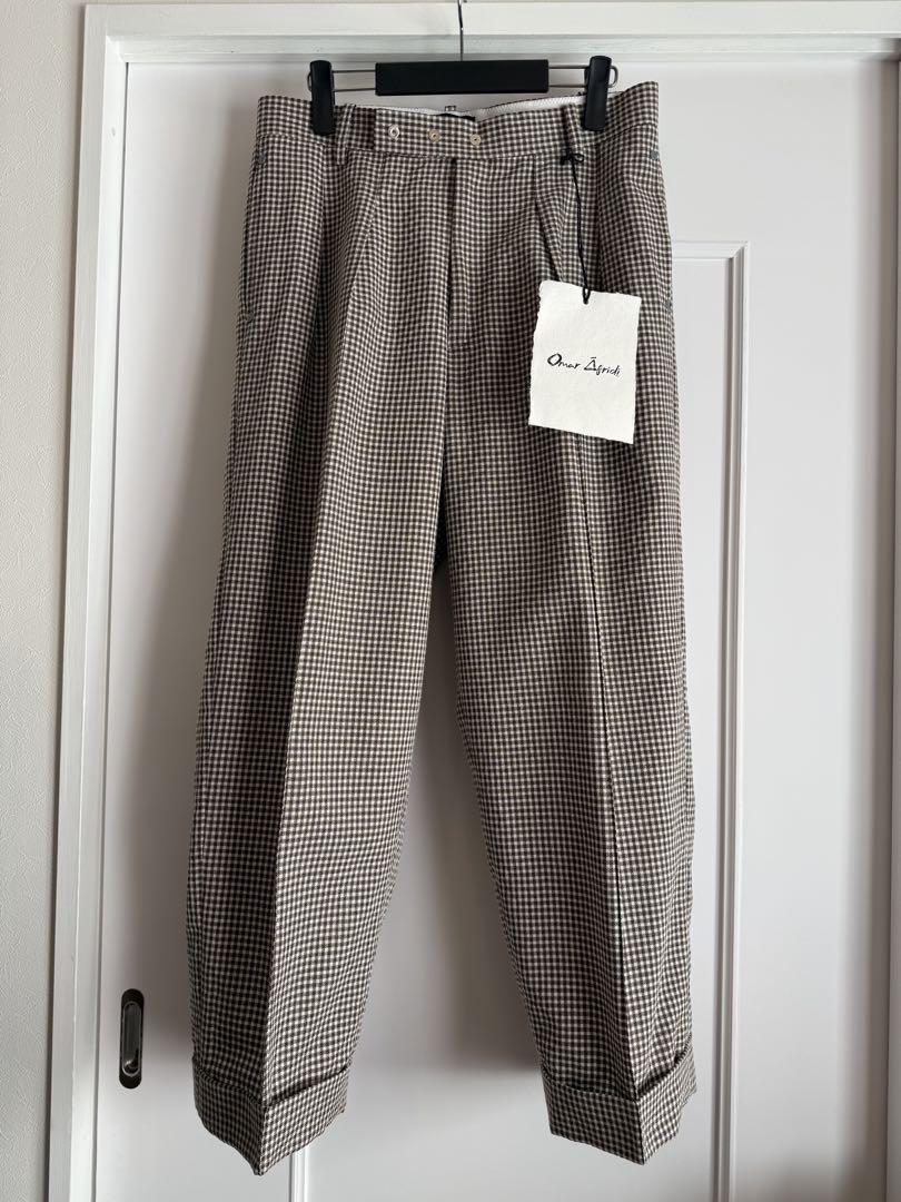 人気新品 Omar Afridi Tag with Slacks Pants Leg Wide Check 22SS パンツ