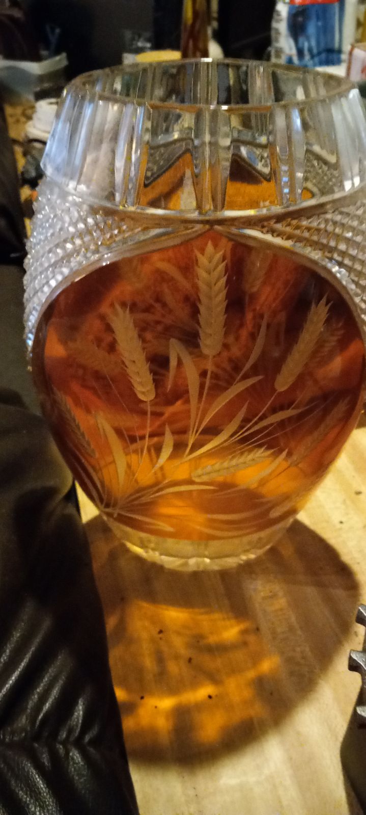 amber glass vase