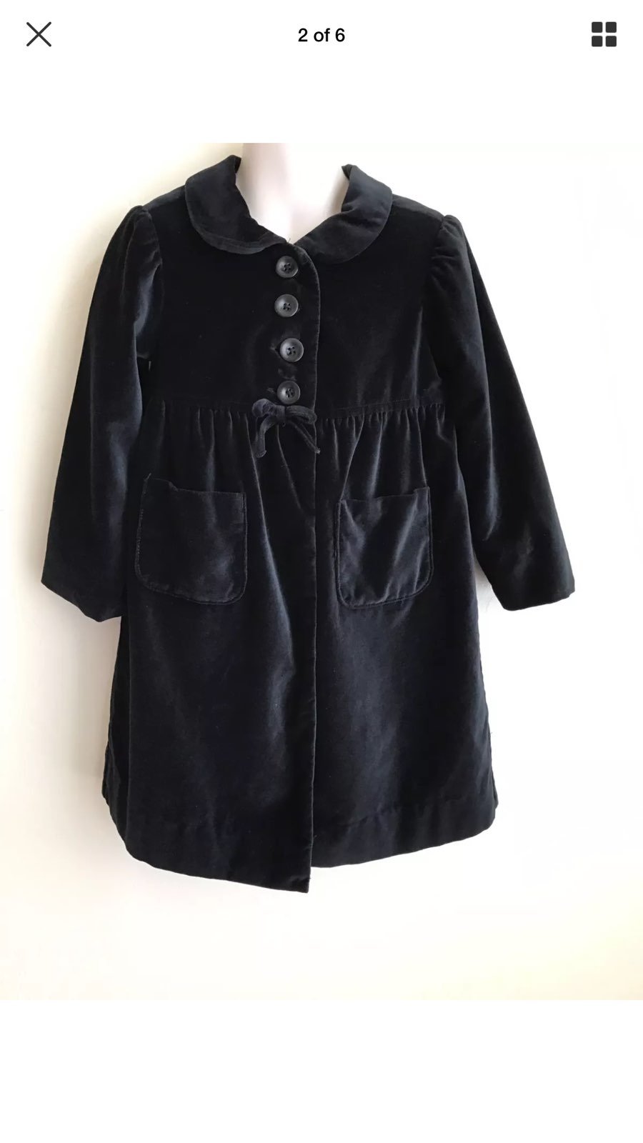 Gap Black velvet coat. Size 4