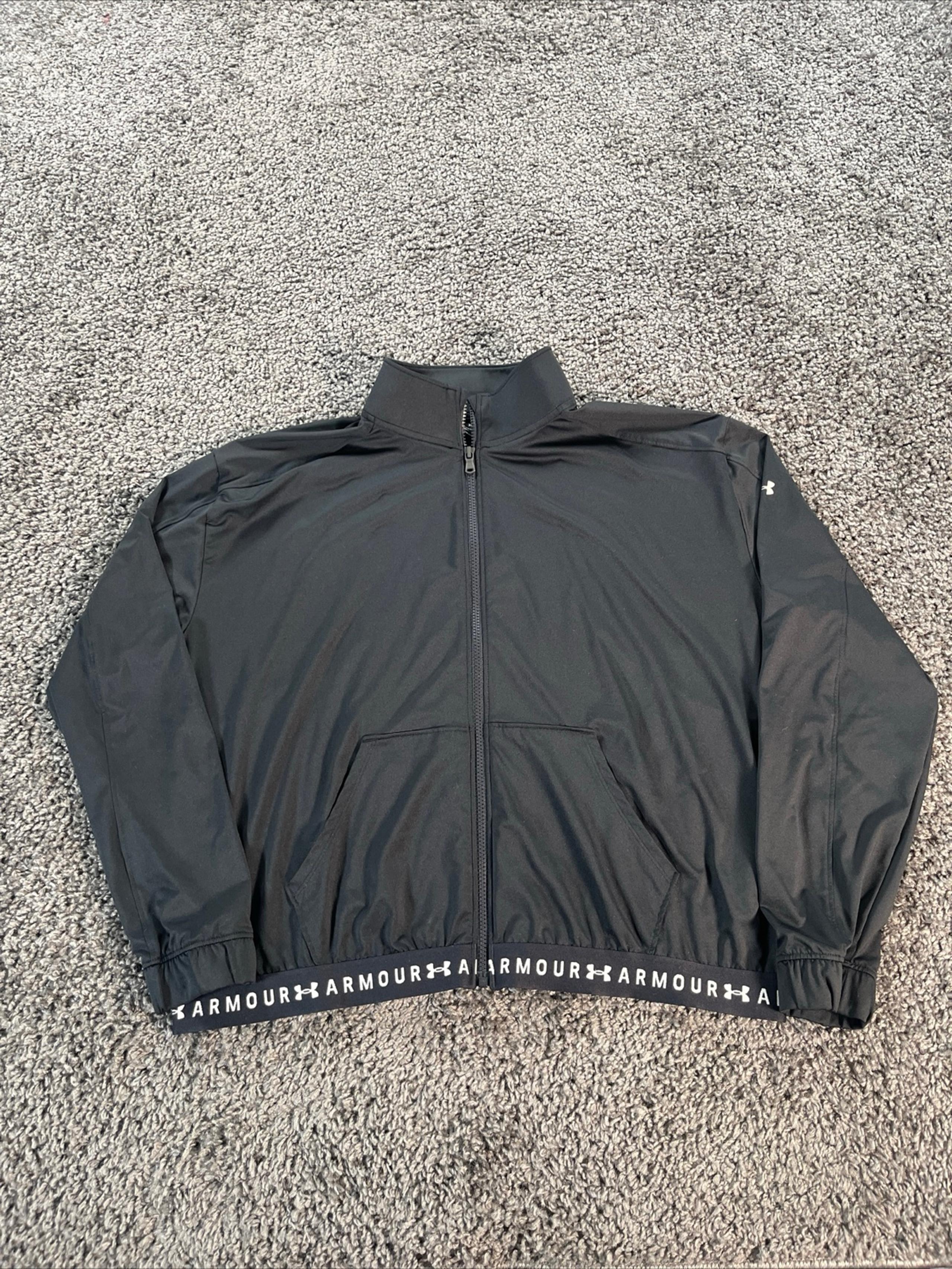 Under Armour Jacket Womens XL Black Heatgear Loose Vented Running Lightweight