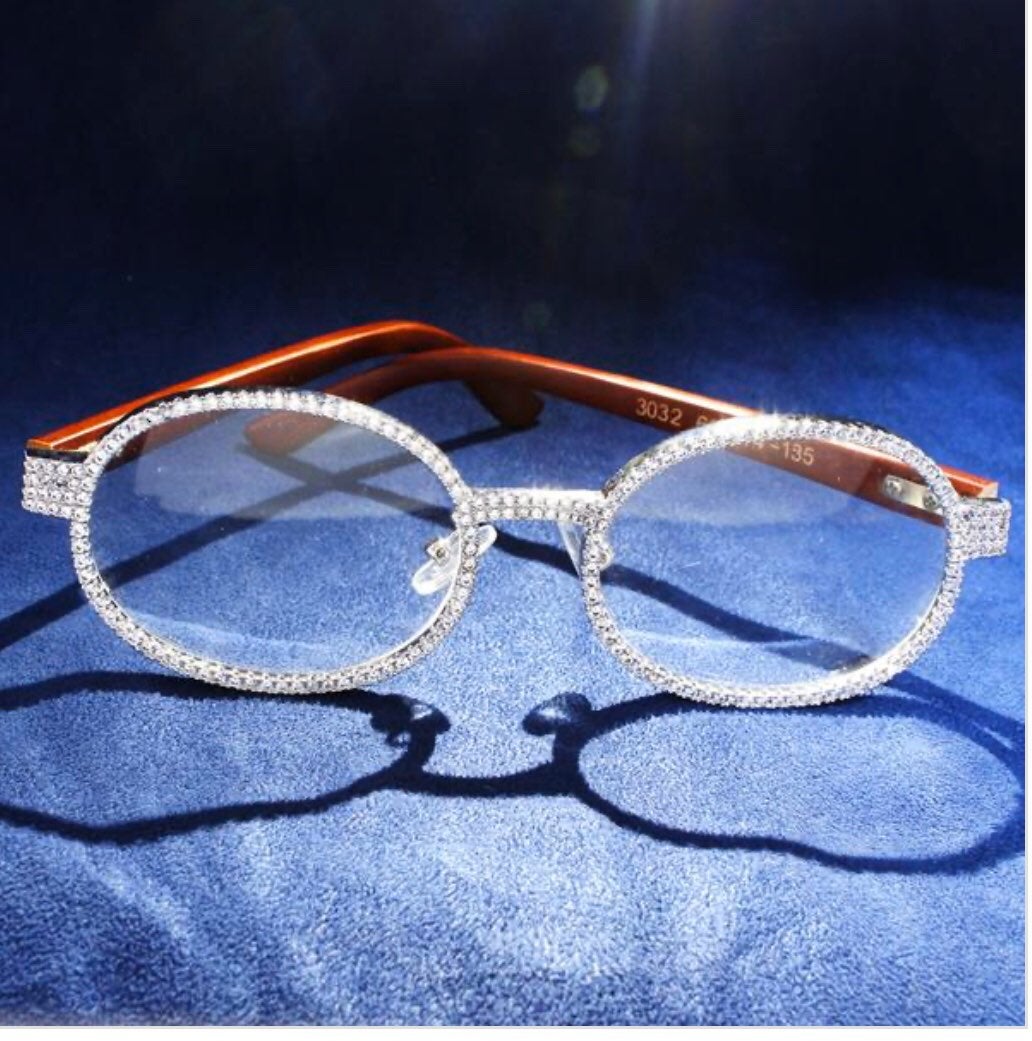 Mens wooden frame silver icy sunglasses