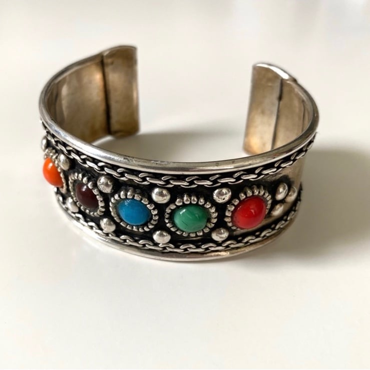 Rare Handmade Traditional Moroccan Berber Silver Cuff Bracelet Gift