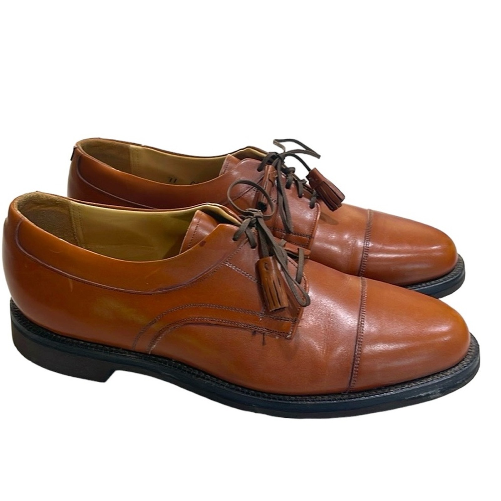 Johnston & Murphy Brown Leather Lace Up Oxford Leather Shoes SZ 11