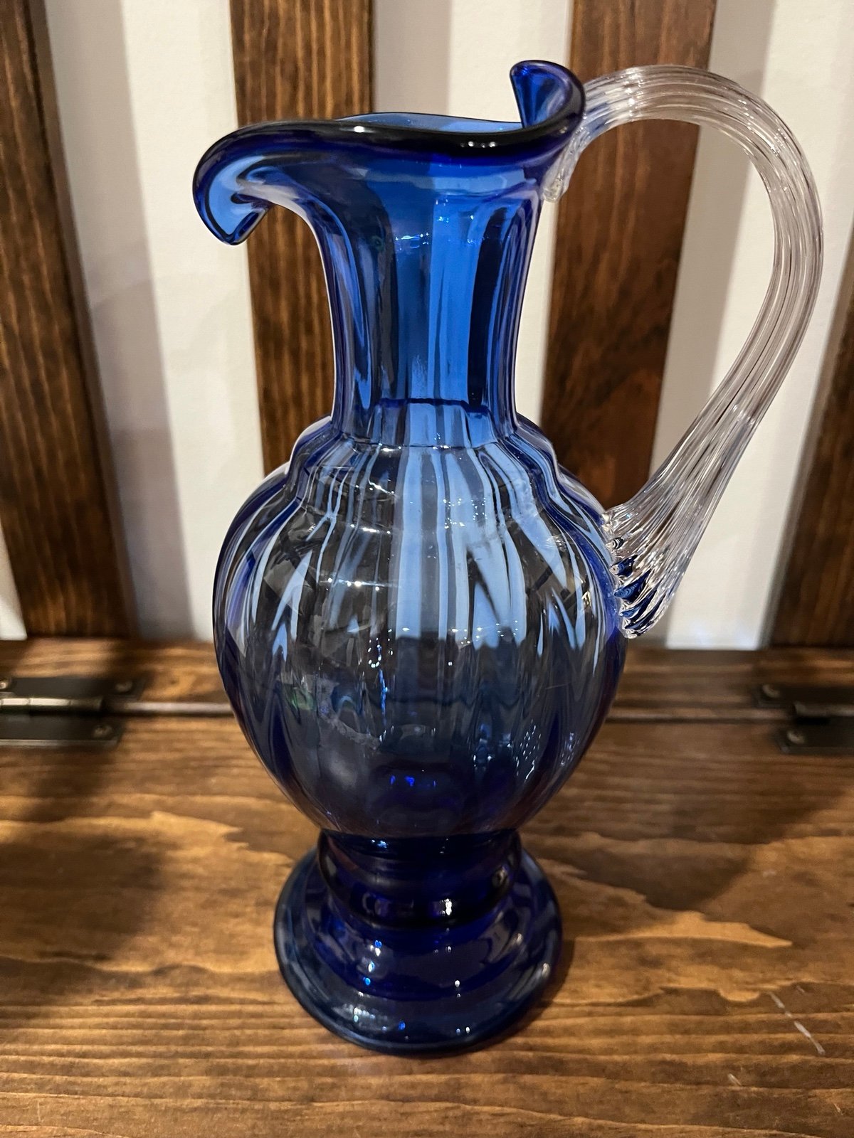 Fenton Cobalt Blue Art Glass Pitcher/Vase