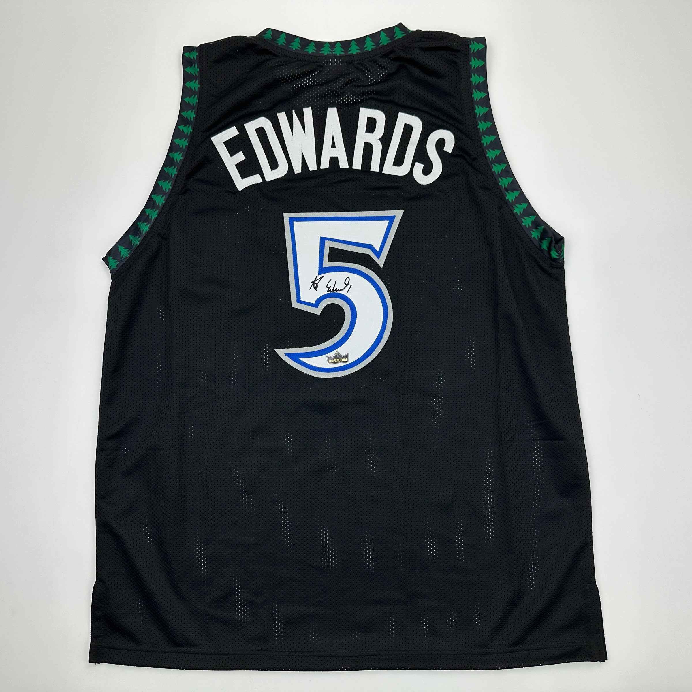 Facsimile Autographed Anthony Edwards Minnesota Black Auto Jersey Size Men's XL