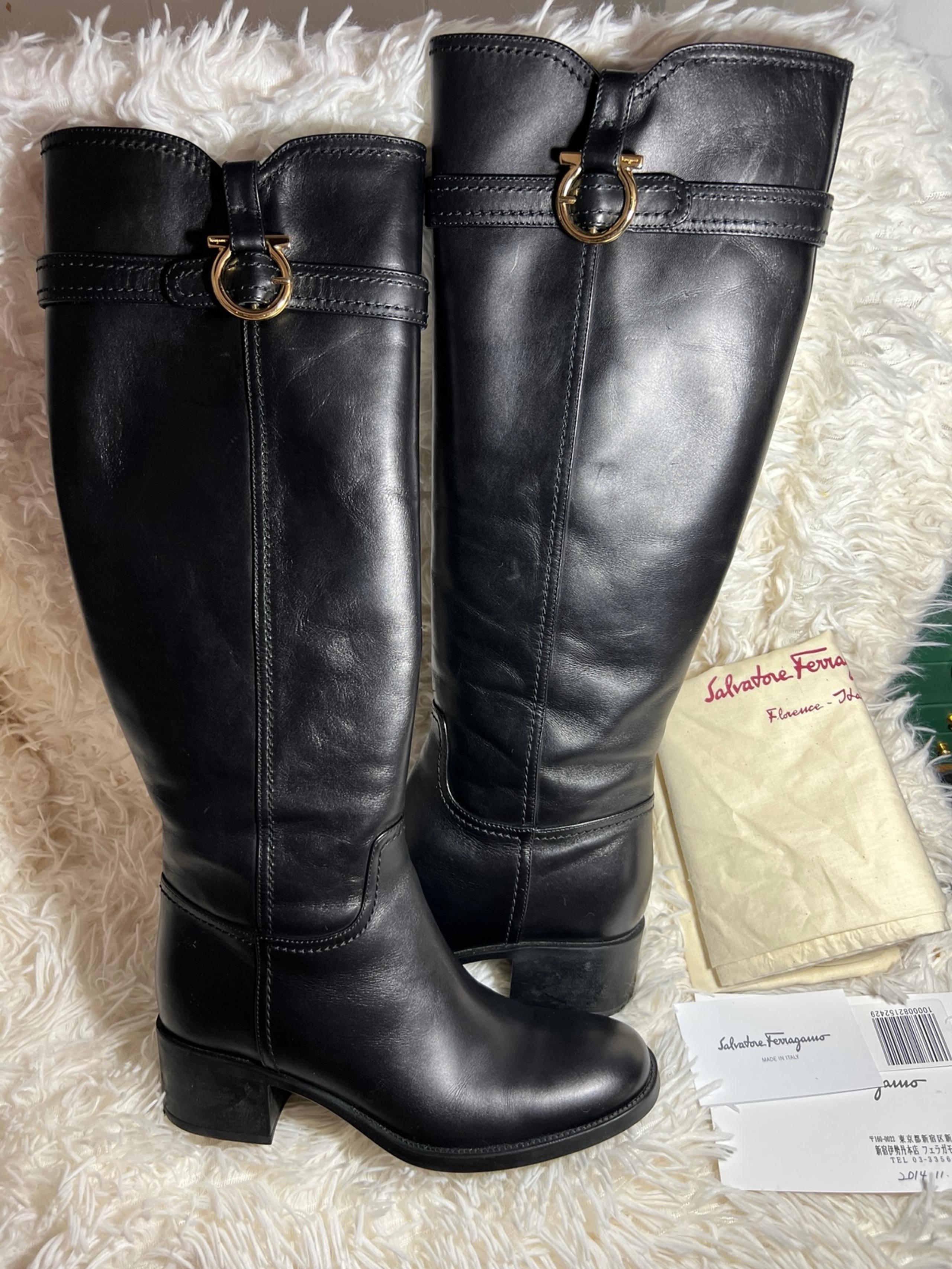 Salvatore Ferragamo black leather boots