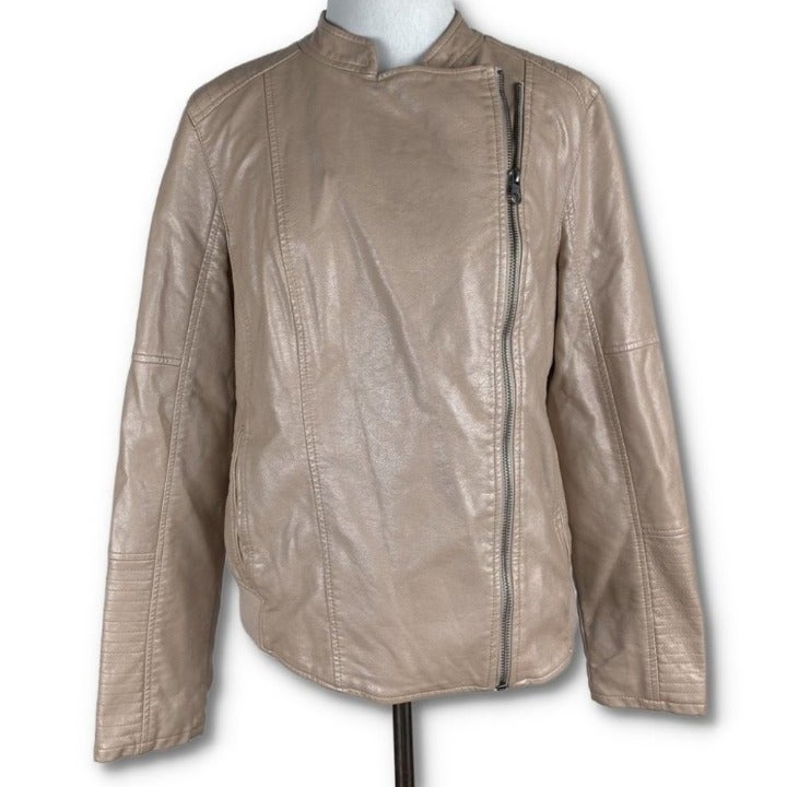 Ruff Hewn Womens jacket size PL pink rose gold faux leather vegan