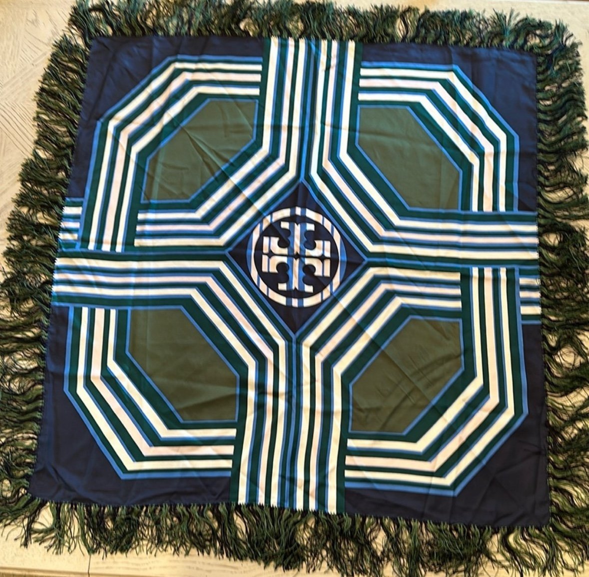 Tory Burch silk scarf with fringes