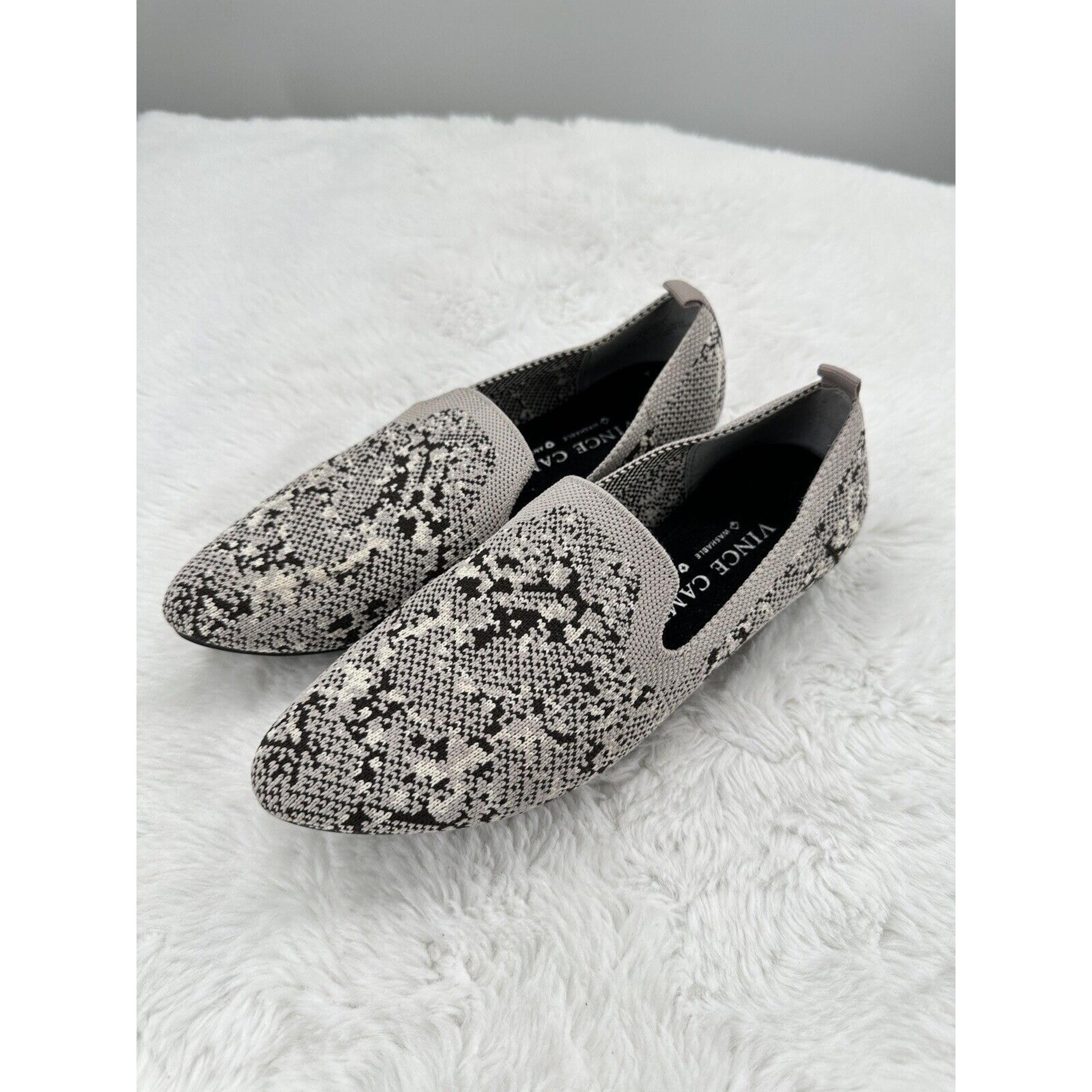 Vince Camuto Size 6M Flats Loafers Fabeau Shoes Snakeskin Washable Knit -V